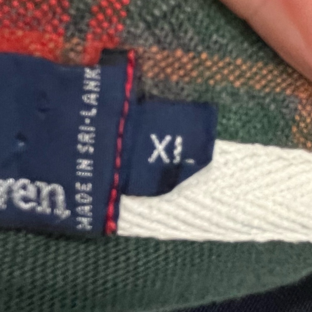 Vintage Mens Polo Ralph Lauren Rugby Striped Shirt Plaid Collar Prep Preppy XL - Picture 14 of 14